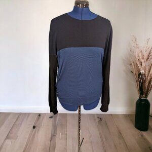 ATM Anthony Thomas Melillo Merino Wool Color Blue & Black Block Crew Sweater L